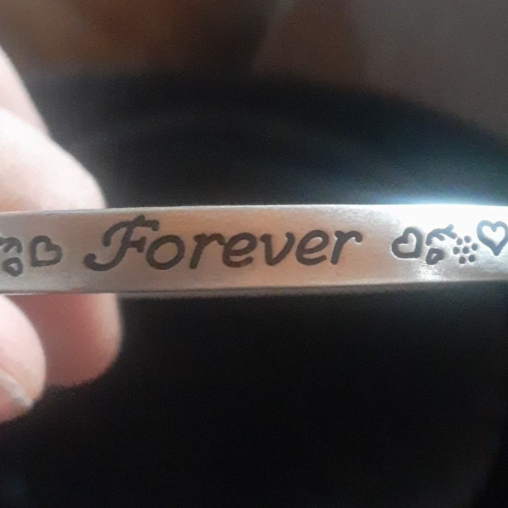 Engraved Silver Tone Bangle Bracelet - Picture 4 of 5